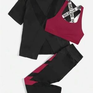 set 3 pcs set sports bra ,tee and legging for Gym